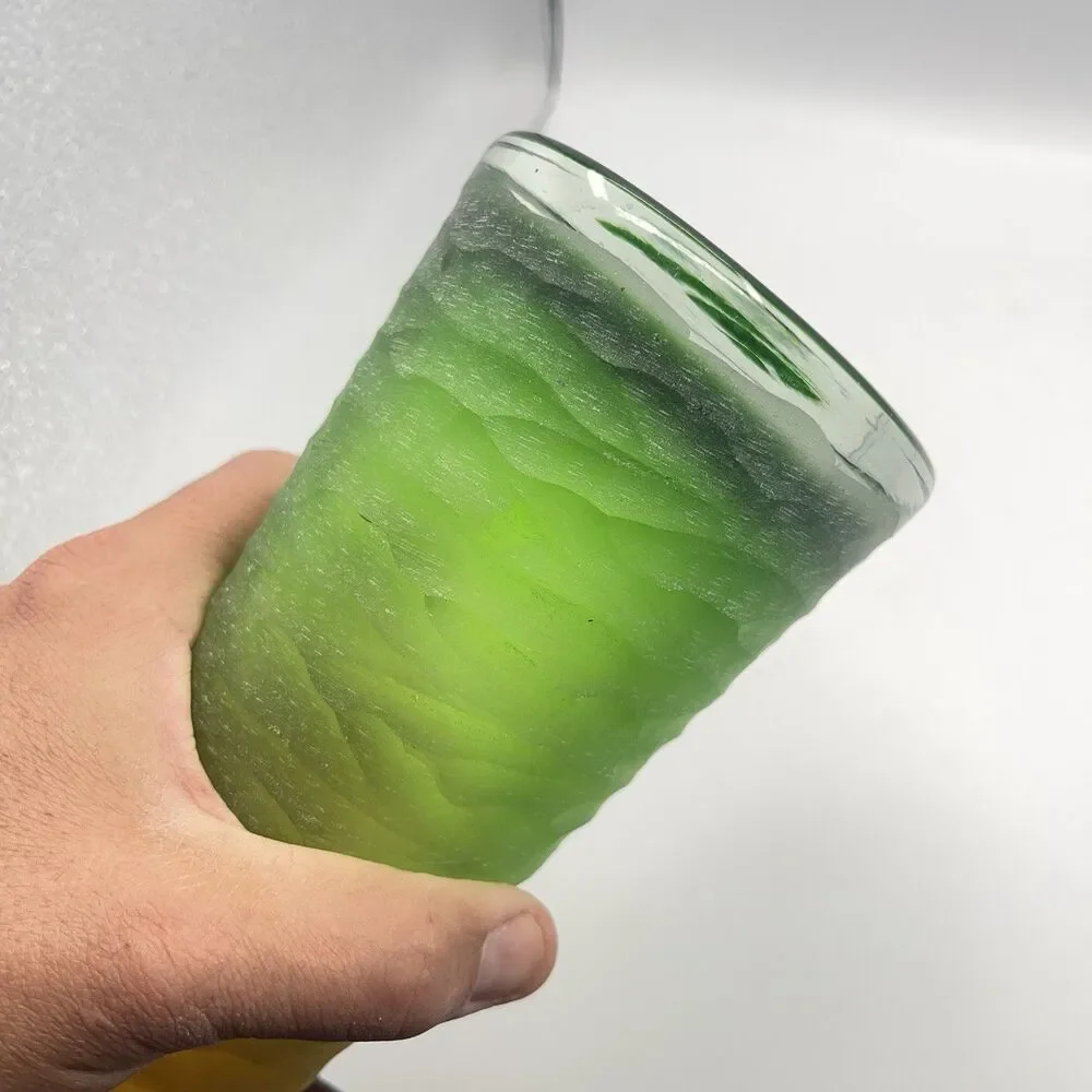 Glass Vase Green And Orange 15”